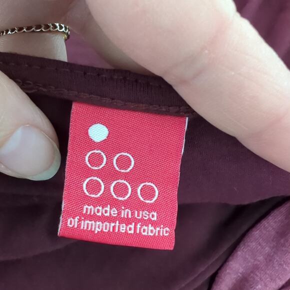 Three Dots Clothing Women's Dress Long Sleeve Wrap Knee Length Sz Small Burgundy - Picture 3 of 9